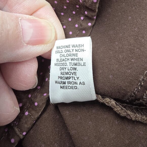 Cato Blouse Shirt Womens 22/24W Brown Pink Polka Dot Stretch 3/4 Sleeve Plus - Picture 10 of 12